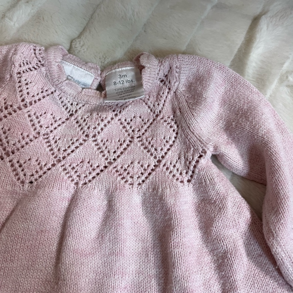Koala Baby Boutique 3M Pale Pink Crochet Baby Girl Coquette Retired Preppy Dress